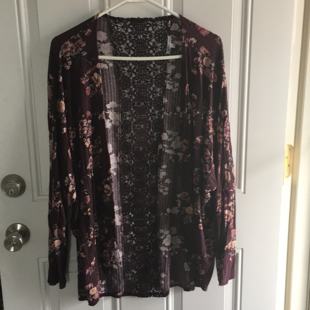 Floral Open Front Cardigan